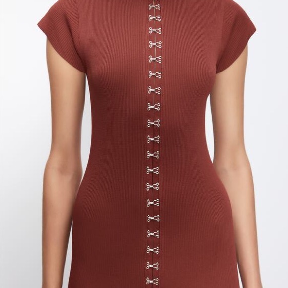ZARA Hook and Eye Knit Dress Marsala - Picture 2 of 2